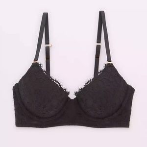 Aerie Real Power Eyelash Lace Plunge Push Up Bra 38C